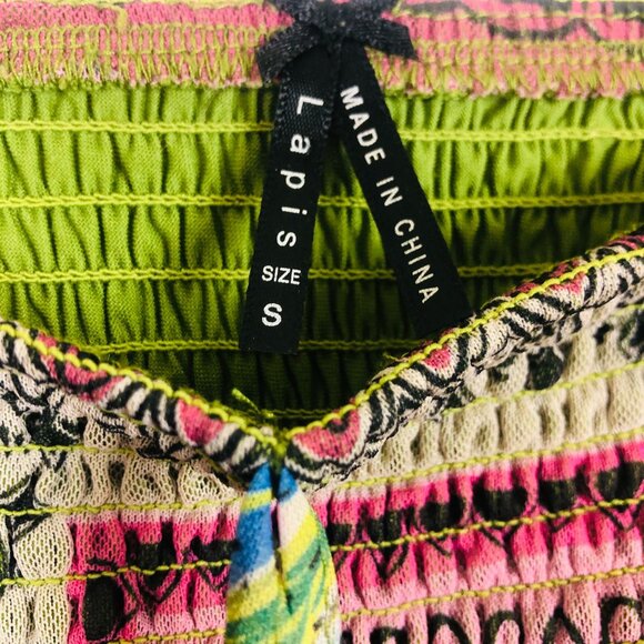 Lapis Anthropologie Halter Convertible Dress Sz Small Smocked Boho Frilly Hem - Picture 3 of 11